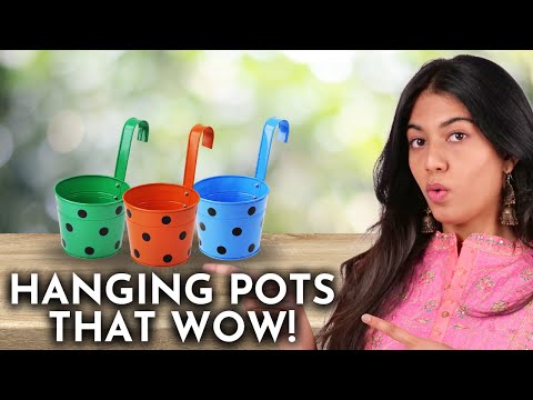 Polka Dotted Hanging Pots- Set of 5