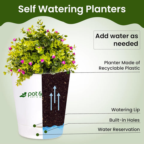 self watering planter set Buy 4 Inch Self Watering Pot Set of 3 Online at Best Price